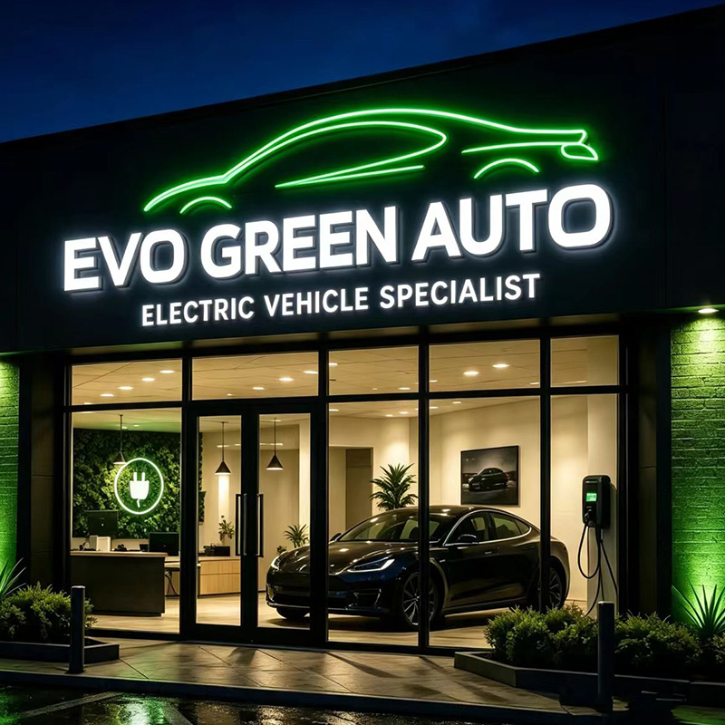 Custom LED Backlit Letter Sign - Auto Repair Shop Logo Design ulasan dan harga