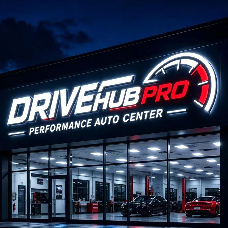 3D Custom LED Illuminated Lett - Auto Repair Shop Logo Design ulasan dan harga